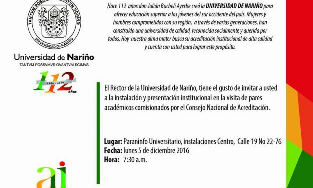 UNIVERSIDAD DE NARIÑO PROCESO DE AUTOEVALUACIÓN INSTITUCIONAL AGENDA VISITA DE PARES